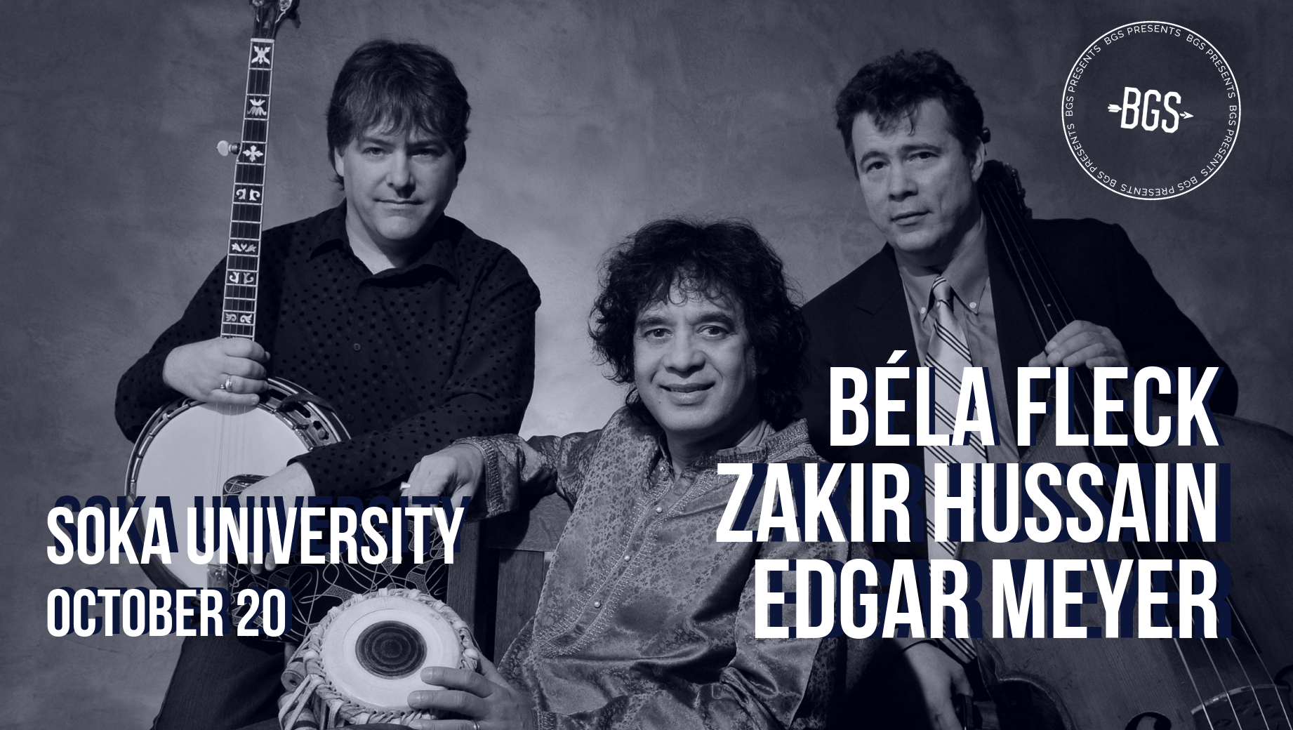 GIVEAWAY: Tickets to Béla Fleck, Zakir Hussain, and Edgar Meyer @ Soka University (Aliso Viejo, CA) 10/20