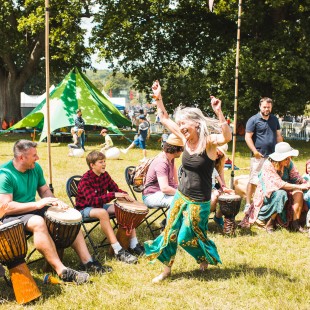 A drum circle for the young and young at heart.