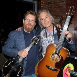 NASHVILLE, TN - SEPTEMBER 18: Tim O'Brien and Jim Lauderdale gather backstage at the Bluegrass Situation showcase at Americana Music Festival on September 18, 2013 in Nashville, United States. (Photo by Erika Goldring/Getty Images for Americana Music Festival) *** Local Caption *** Tim O'Brien; Jim Lauderdale