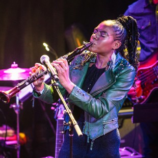 Allison Russell plays clarinet at the AmericanaFest Pre-Grammy Salute to Lucinda Williams.