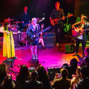 Aoife O'Donovan joined by Sean & Sara Watkins at the AmericanaFest Pre-Grammy Salute to Lucinda Williams.