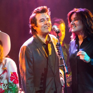 Sierra Ferrell, Kenneth Pattengale of Milk Carton Kids, and Brandy Clark during the grand finale of the AmericanaFest Pre-Grammy Salute to Lucinda Williams.