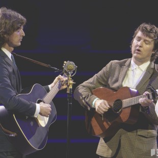 The Milk Carton Kids, hosts and performers at the Los Angeles Folk Festival.