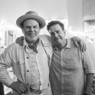Old friends John C Reilly and Ed Helms backstage during A Bluegrass Situation at Newport Folk Festival. By Josh Wool.