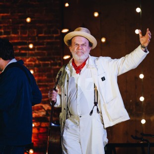 John C Reilly waves to the crowd at the sold-out Jane Pickens Theater in Newport, RI. By Nina Westervelt.