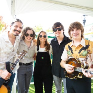 Wyatt Ellis and band pose backstage during the Scruggs Sessions. Photo by Cora Wagoner.