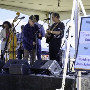 Setting up sound for Cisco & the Racecars.