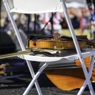 A lone fiddle, ready to jam.