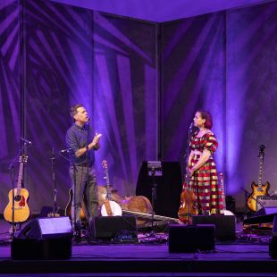 Ed Helms and Rhiannon Giddens in duet.