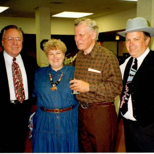 (L to R:) Earl Scruggs, Kitsy Kuykendall, Doc Watson, and Pete Kuykendall.
