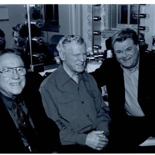 The stars of 'The Three Pickers' pose backstage during the taping.