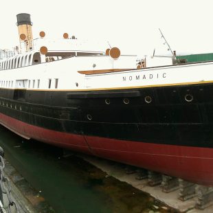 The SS Nomadic, which ferried passengers to the Titanic, at the Titanic Belfast museum.