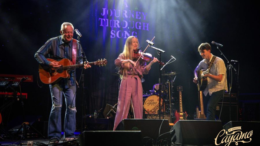 Bronwyn Keith-Hynes and her guitarist Grant Dresnok join Tommy Emmanuel on stage.