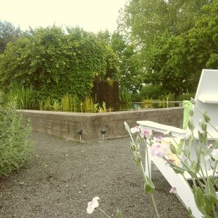 A zen and relaxing water feature at Frogs Leap Winery, perfect for a restful break from the action.