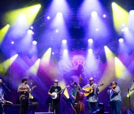 Béla Fleck & My Bluegrass Heart (Jeff Partin, Dobro; Harry Clark, mandolin, Béla Fleck, banjo; Mark Schatz, bass; Jake Stargel, guitar; Michael Cleveland, fiddle; Maddie Denton, fiddle). Earl Scruggs Music Festival 2026. Photo Credit: Eli Johnson