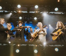 The Del McCoury Band (Ronnie McCoury, mandolin; Rob McCoury, banjo; Christian Ward, fiddle; Alan Bartram, bass; Del McCoury, guitar; Heaven McCoury, guitar). Earl Scruggs Music Festival 2026. Photo Credit: Cora Wagoner